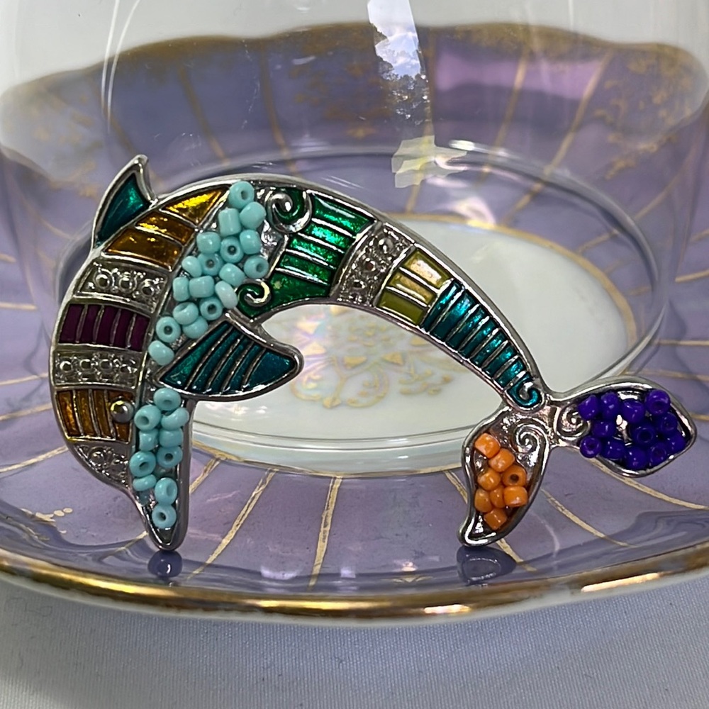 Silver beaded Dolphin Pendant